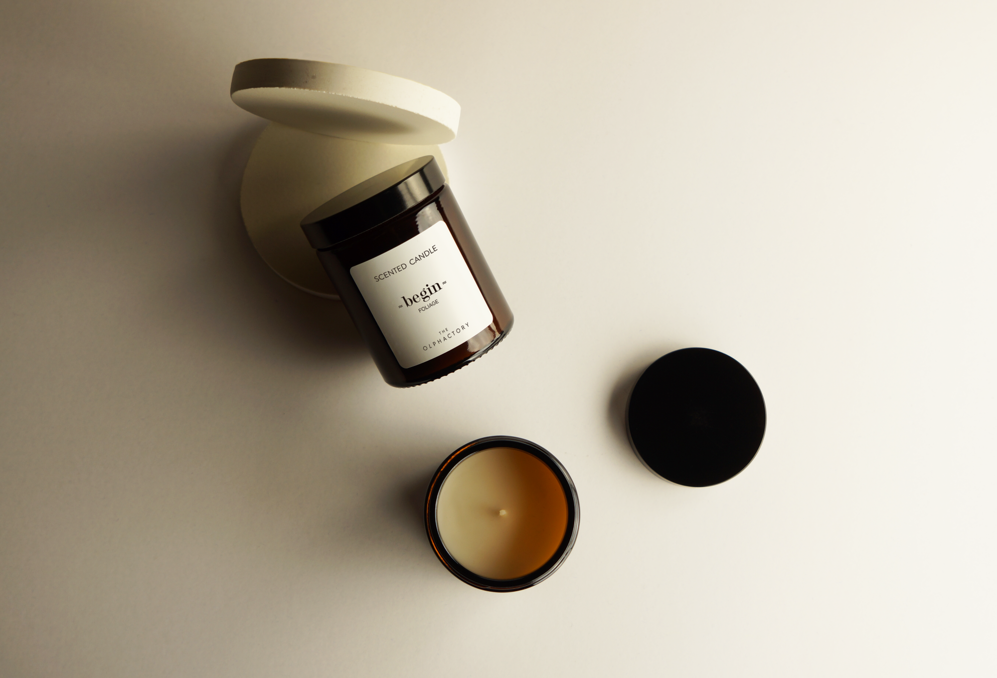 נר סויה בצנצנת ענבר THE OLPHACTORY ~FOLIAGE~