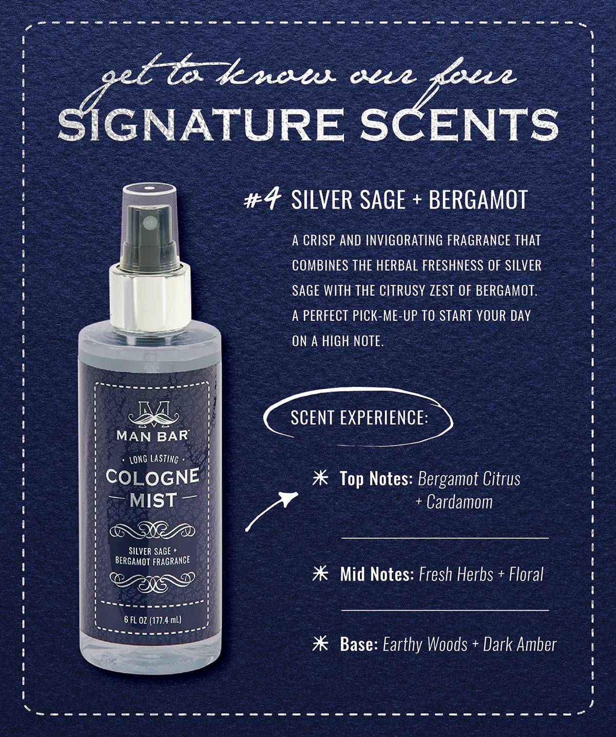 מבשם גוף לגבר MAN BAR® Cologne Mist Silver Sage & Bergamot