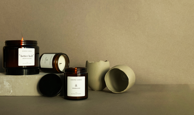 נר סויה בצנצנת ענבר “Better Half” THE OLPHACTORY