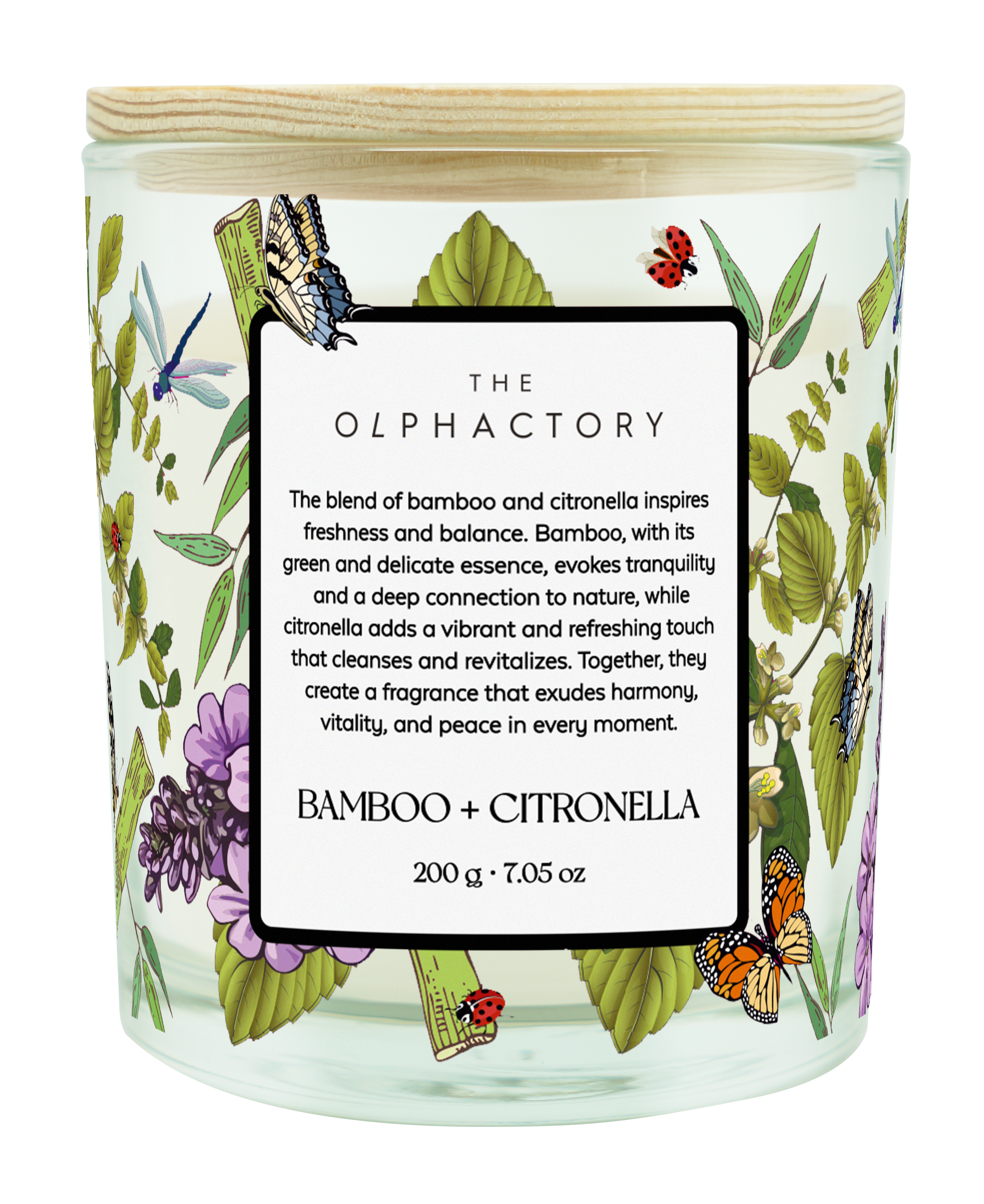 THE OLPHACTORY נר ארומטי Bamboo + Citronella להרחקת יתושים וחרקים