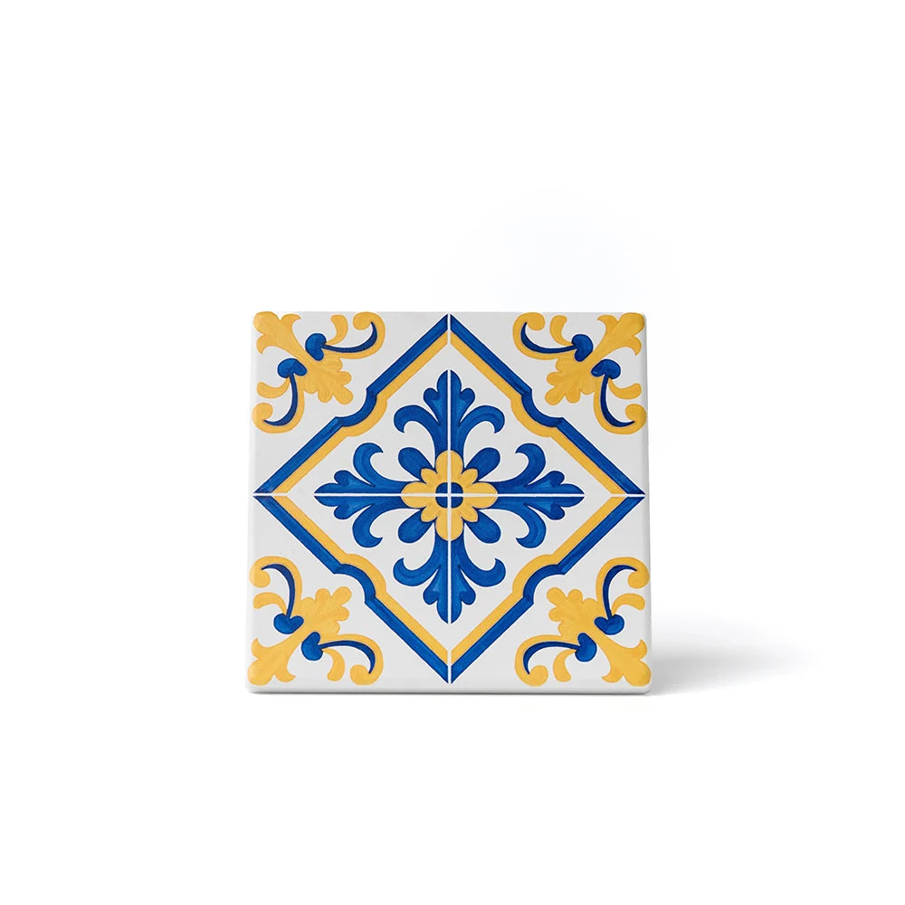אריח דקורטיבי צהוב מקולקציית Azulejos de Portugal — תחתית לכוסות, מפיצים ונרות