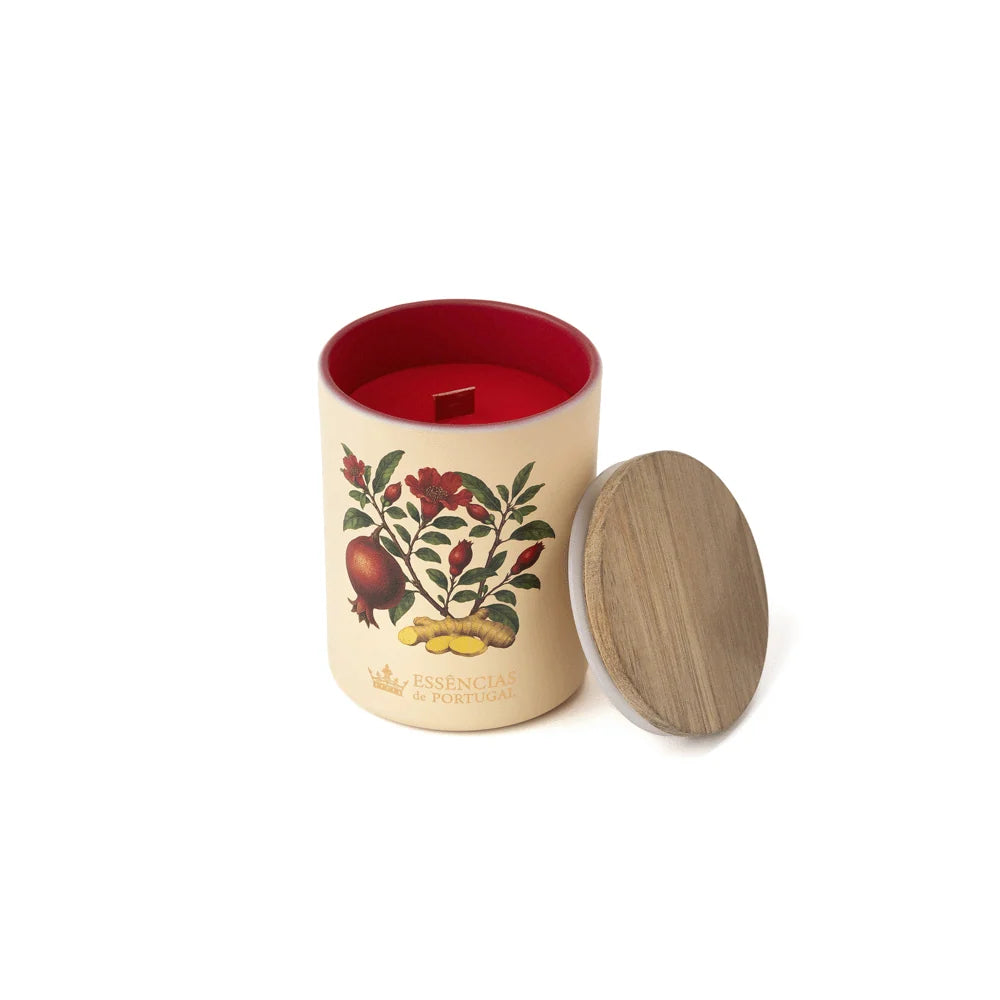 Essências de Portugal נר ארומטי עם פתיל עץ - Pomegranate Blossom & Ginger